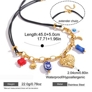 1 Piece Retro Heart Stainless Steel Waterproof Gold Color Acrylic Women's Pendant Necklaces h5 Picture2