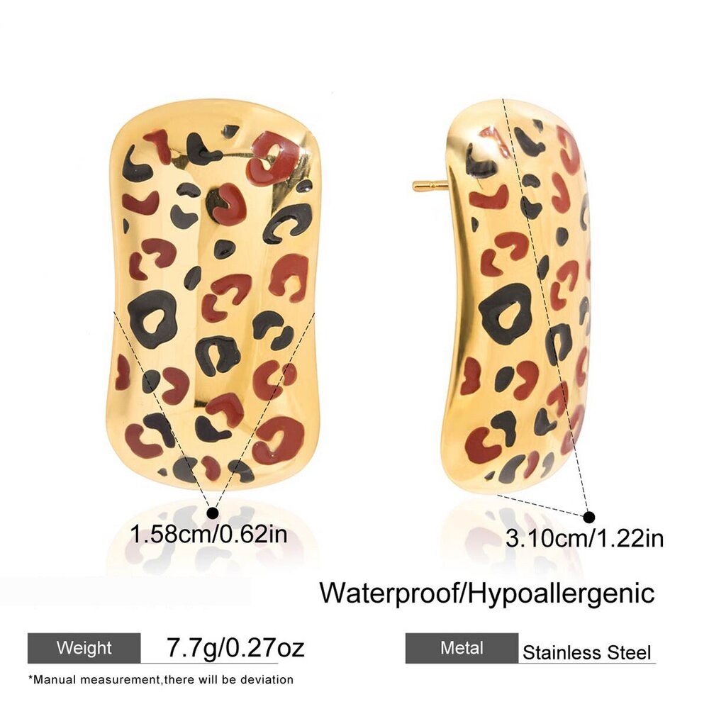 Stylish Leopard Print Stainless Steel Waterproof Gold Color Women's Jewelry Sets