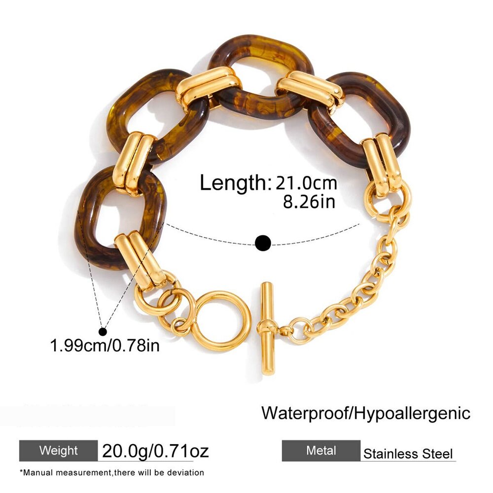 1 Piece Classic Gradient Color Stainless Steel Waterproof Acrylic Women's Chain Bracelets h5Picture2