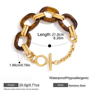 1 Piece Classic Gradient Color Stainless Steel Waterproof Acrylic Women's Chain Bracelets h5 Picture2
