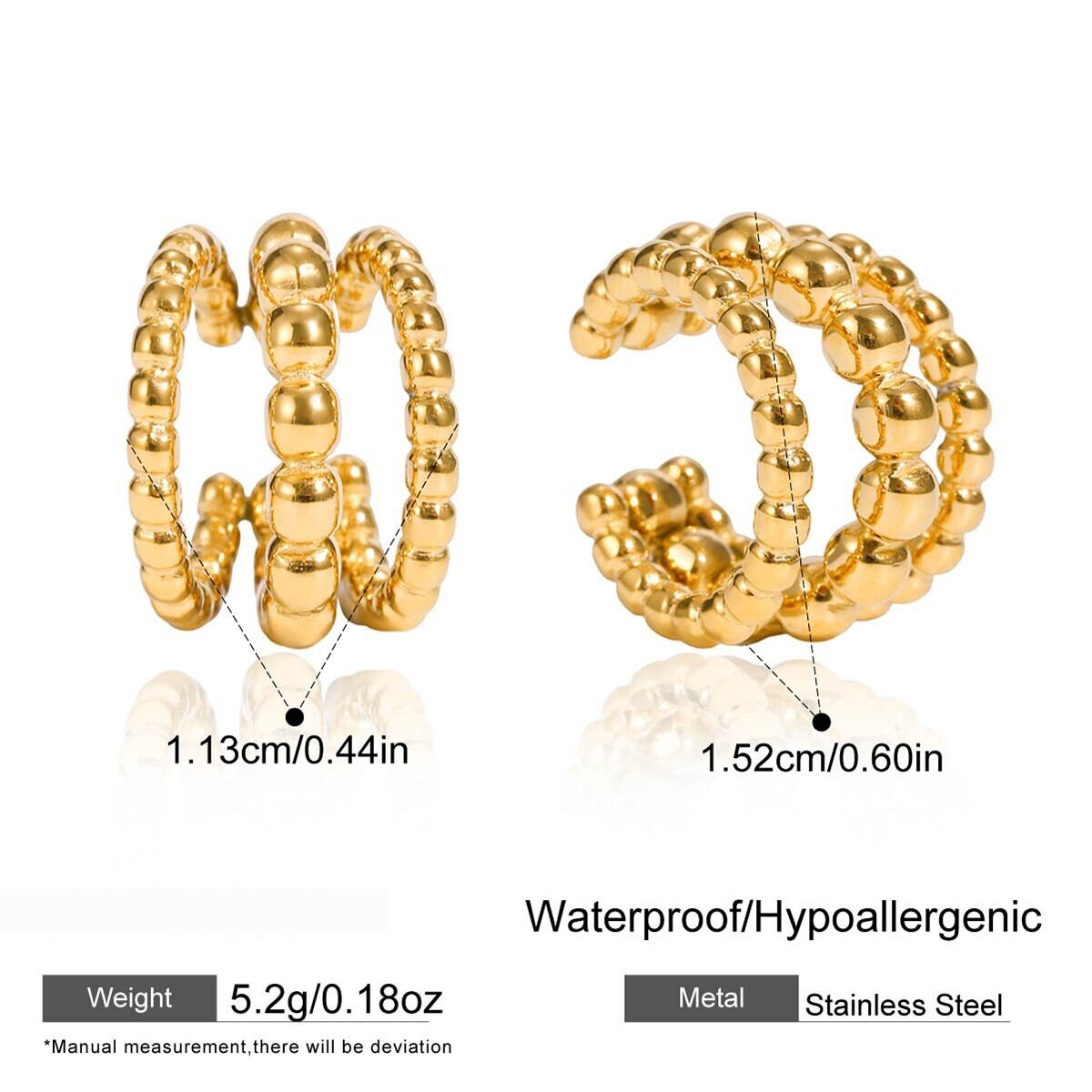 1 Piece Minimalist Circle Stainless Steel Waterproof Gold Color Women's Ear Cuffs Picture2