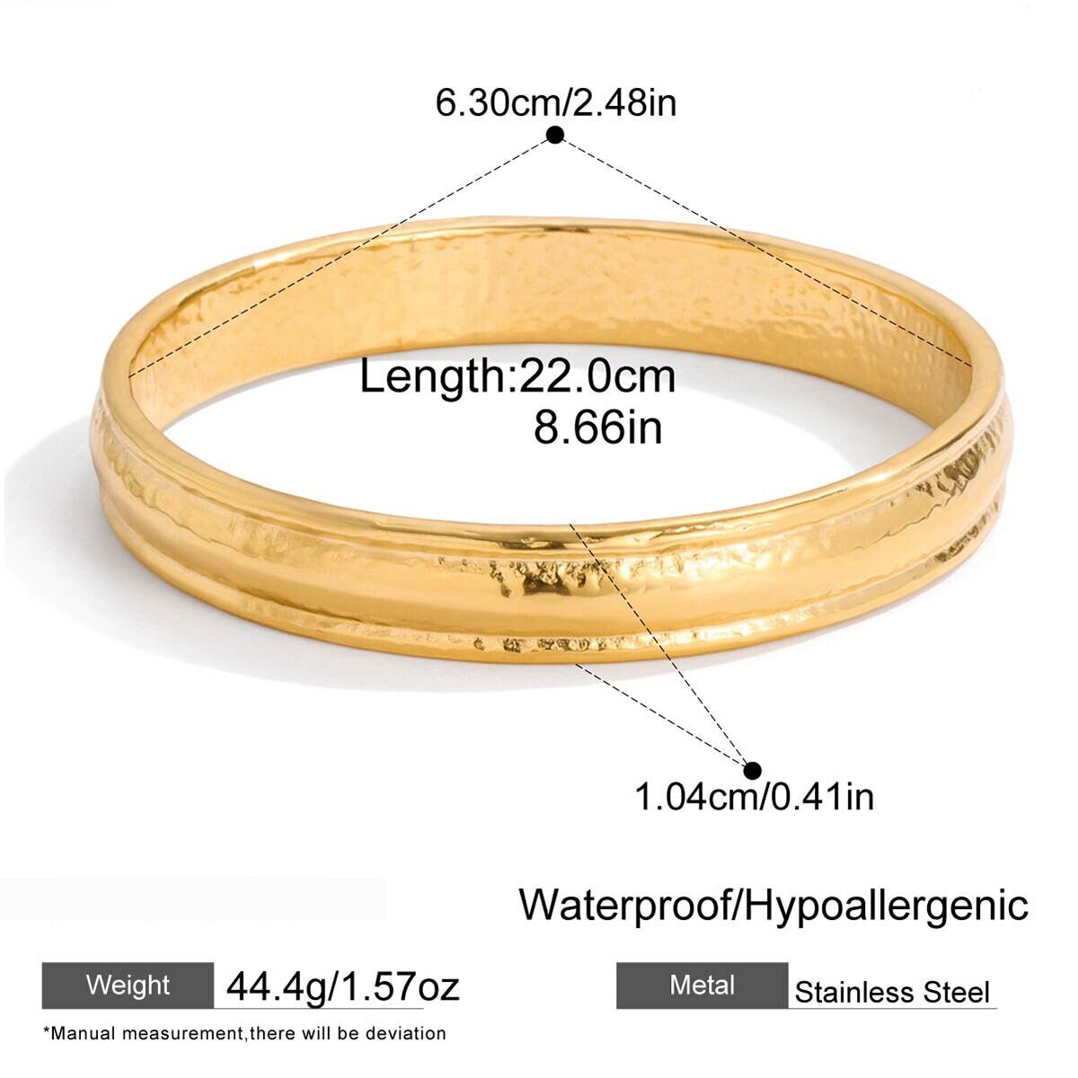 Simple Hammer Pattern Stainless Steel Waterproof Gold Color Women's Jewelry Sets h5 Picture2
