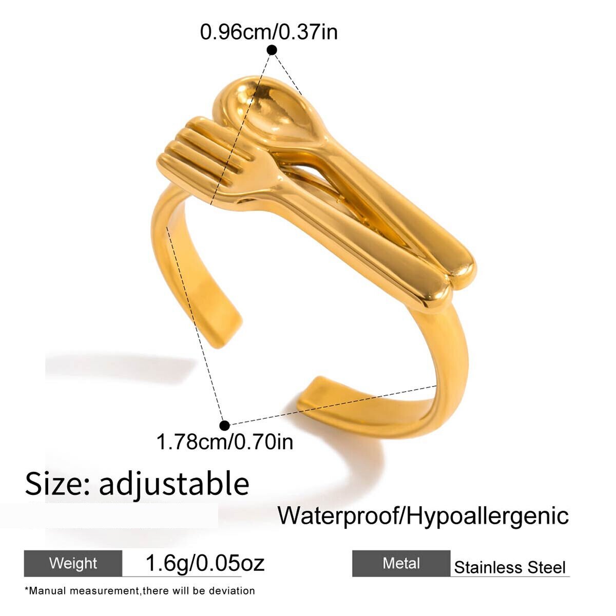 Bague Fantaisie Pour Couteau Et Fourchette, En Acier Inoxydable Étanche, Couleur Or. h5 Image2