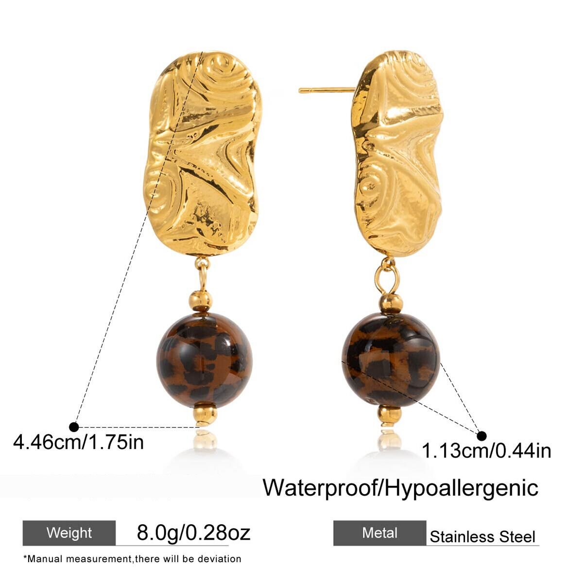 1 Paar Retro-Ohrhänger Aus Wasserfestem Edelstahl In Goldfarbe Für Damen Bild2