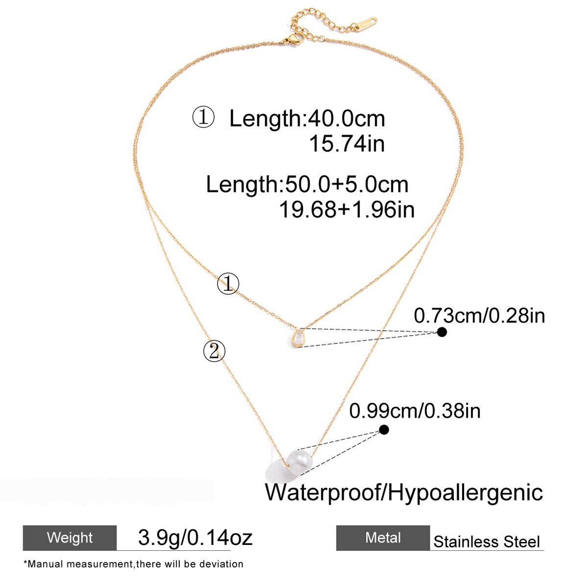 1 Piece Elegant Bead Stainless Steel Waterproof Gold Color Women's Pendant Necklaces h5 Picture2
