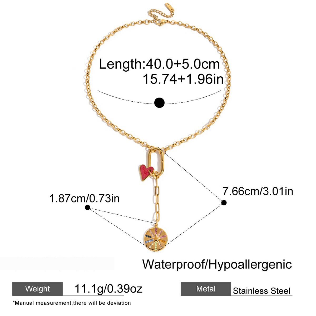 1 Piece Luxurious Tassels Stainless Steel Waterproof Gold Color Women's Pendant Necklaces Picture2
