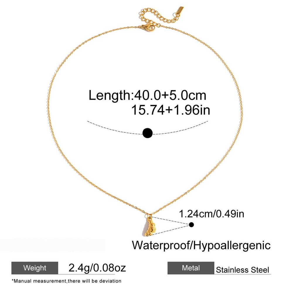 1 Piece Cute Croissant Stainless Steel Waterproof Gold Color Women's Pendant Necklaces Picture2