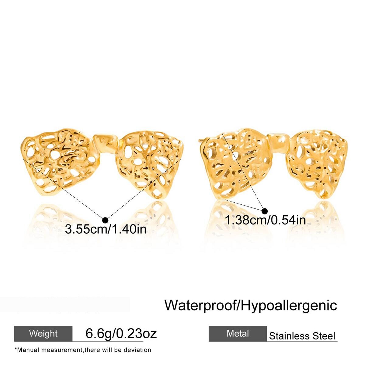 1 Paar Romantische, Hohle Edelstahl-Ohrstecker In Goldfarbe Mit Schleifenmotiv Für Damen h5 Bild2