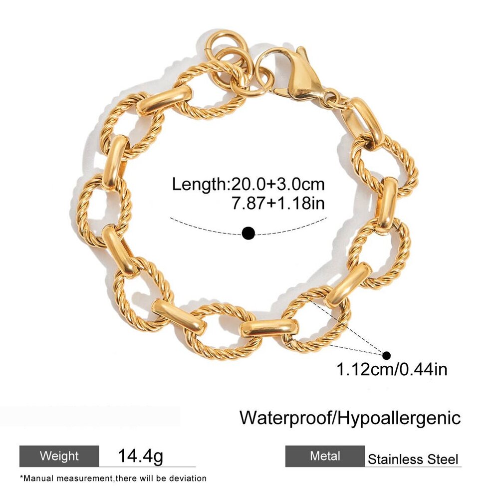 1 Piece Retro Flower Stainless Steel Waterproof Gold Color Women's Chain Bracelets