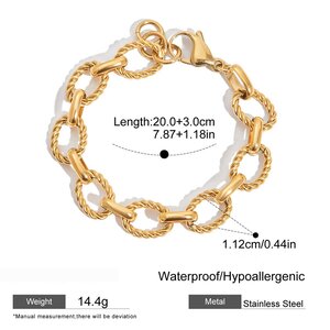 1 Piece Retro Flower Stainless Steel Waterproof Gold Color Women's Chain Bracelets h5
