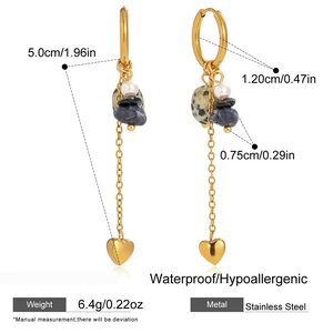 1 Piece Designable Star Natural Stone Stainless Steel Waterproof Women's Drop Earrings h5 Picture2