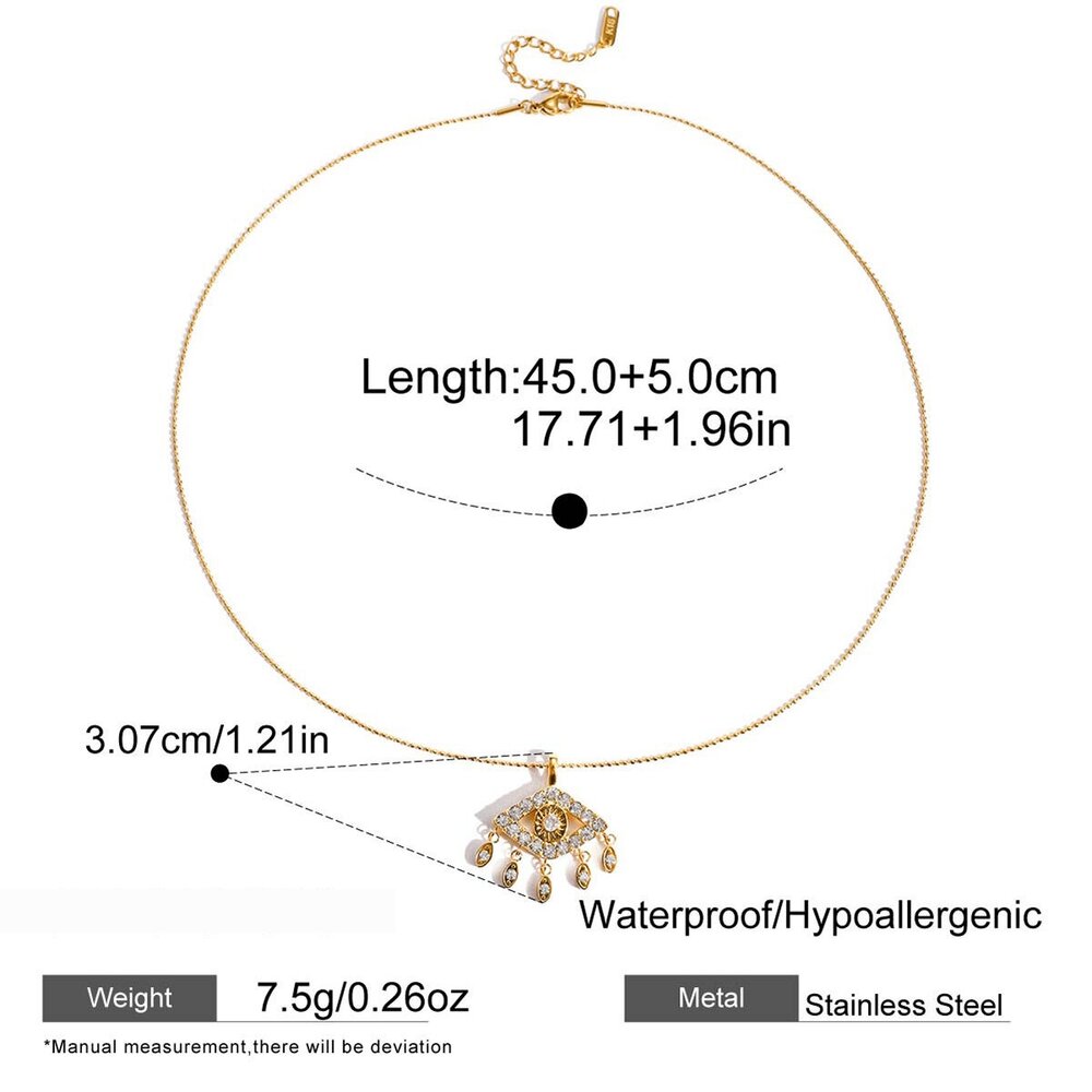 1 Pezzo Di Collana Con Ciondolo Da Donna In Zircone Color Oro Impermeabile In Acciaio Inossidabile Con Occhio Del Diavolo Opulento Immagine2