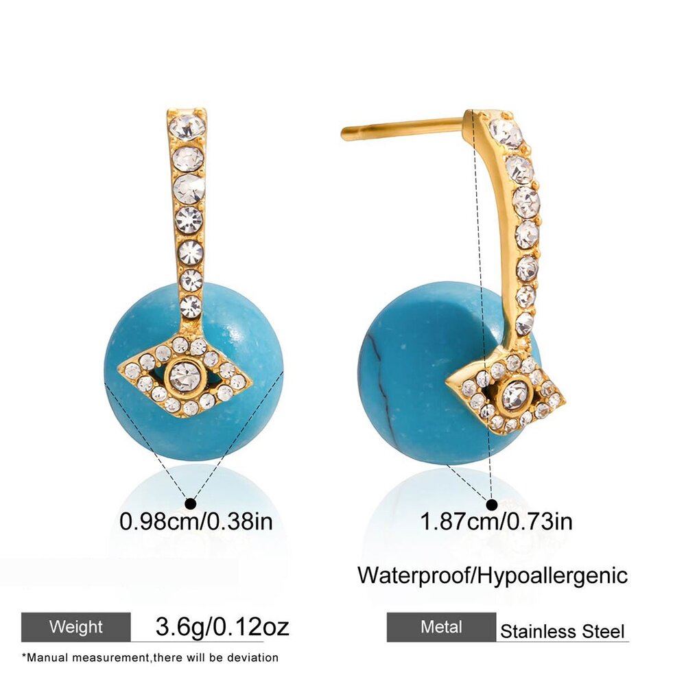 1 Piece Exquisite Devil's Eye Calaite Stainless Steel Waterproof Women's Stud Earrings Picture2