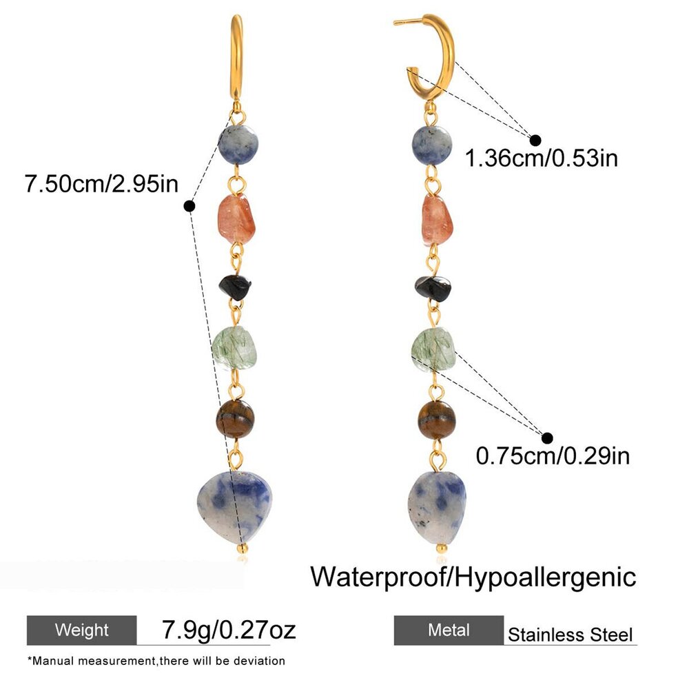 1 Piece Irregular Shape Natural Stone Stainless Steel Waterproof Women's Beads Earrings Picture2