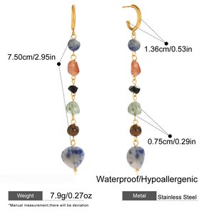 1 Piece Irregular Shape Natural Stone Stainless Steel Waterproof Women's Beads Earrings h5 Picture2