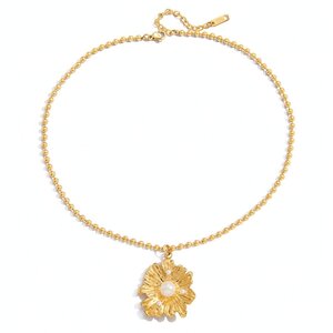 1 Pezzo Di Collana Con Ciondolo A Forma Di Fiore Dolce In Acciaio Inossidabile Impermeabile Color Oro Da Donna h5