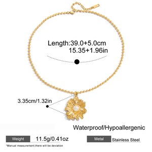 1 Pezzo Di Collana Con Ciondolo A Forma Di Fiore Dolce In Acciaio Inossidabile Impermeabile Color Oro Da Donna h5 Immagine2
