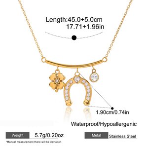 Luxurious Horseshoe-Shaped Stainless Steel Waterproof Gold Color Zircon Women's Jewelry Sets h5 Picture2