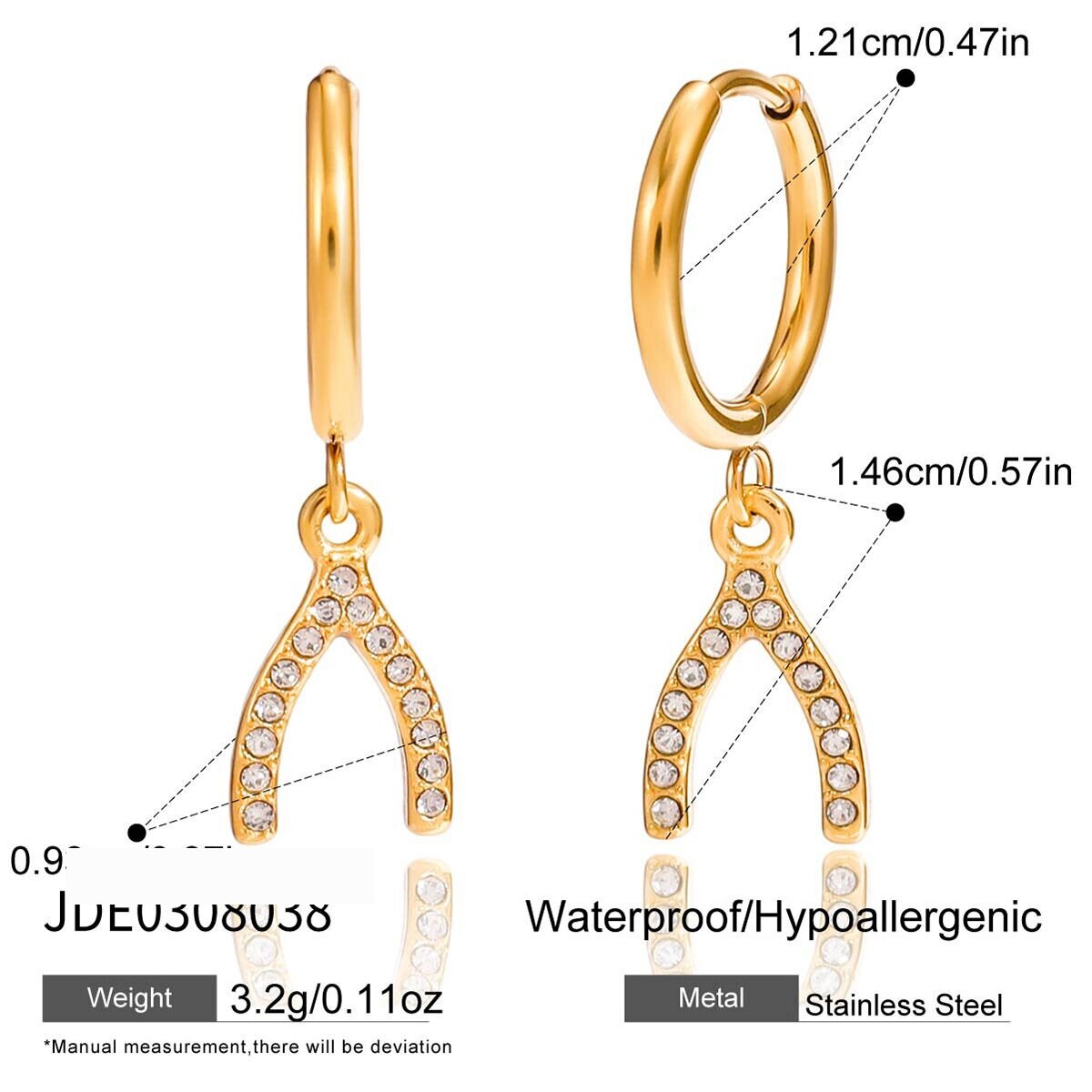 1 Pair Elegant Irregular Shape Stainless Steel Waterproof Gold Color Zircon Women's Drop Earrings Picture2