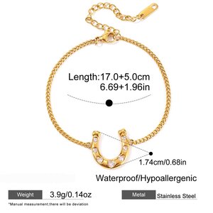 Luxuriöses, Hufeisenförmiges Schmuckset Aus Wasserdichtem Edelstahl In Goldfarbe Mit Zirkonia Für Damen h5 Bild2
