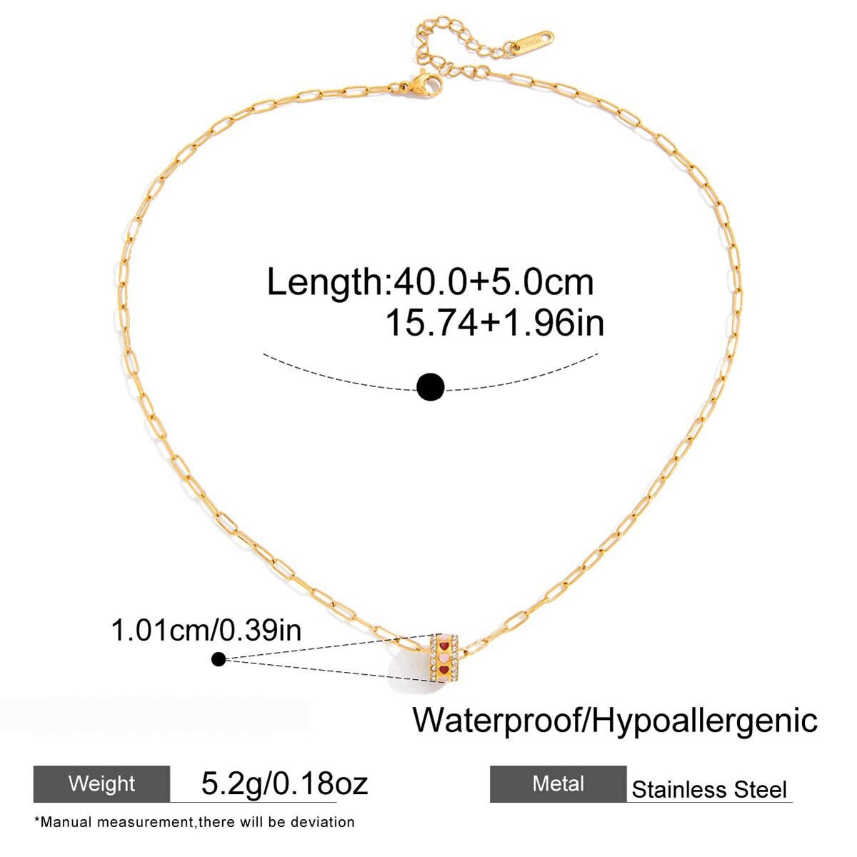 1 Piece Exquisite Classic Circle Stainless Steel Waterproof Gold Color Zircon Women's Pendant Necklaces h5 Picture2