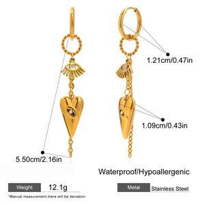 1 Pair Luxurious Devil's Eye Heart Stainless Steel Waterproof Gold Color Women's Drop Earrings h5 Picture2
