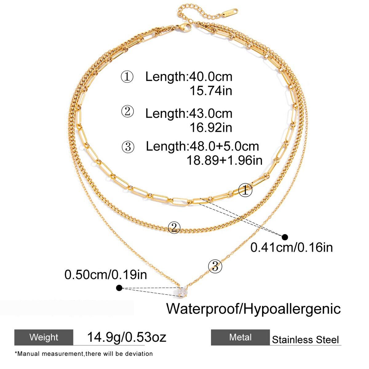 1 Piece Simple Circle Stainless Steel Waterproof Gold Color Zircon Women's Layered Necklaces Picture2