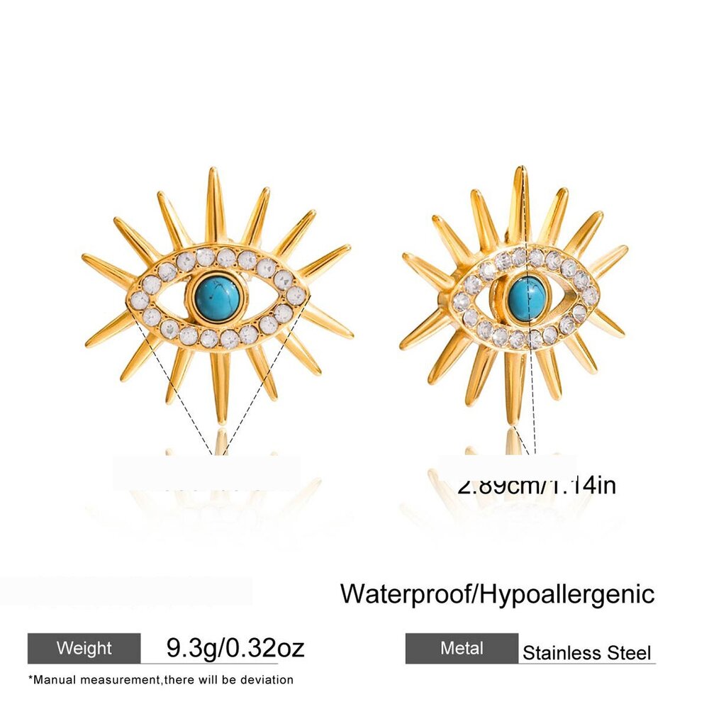 Retro Devil's Eye Stainless Steel Waterproof Gold Color Calaite Women's Jewelry Sets h5Picture2