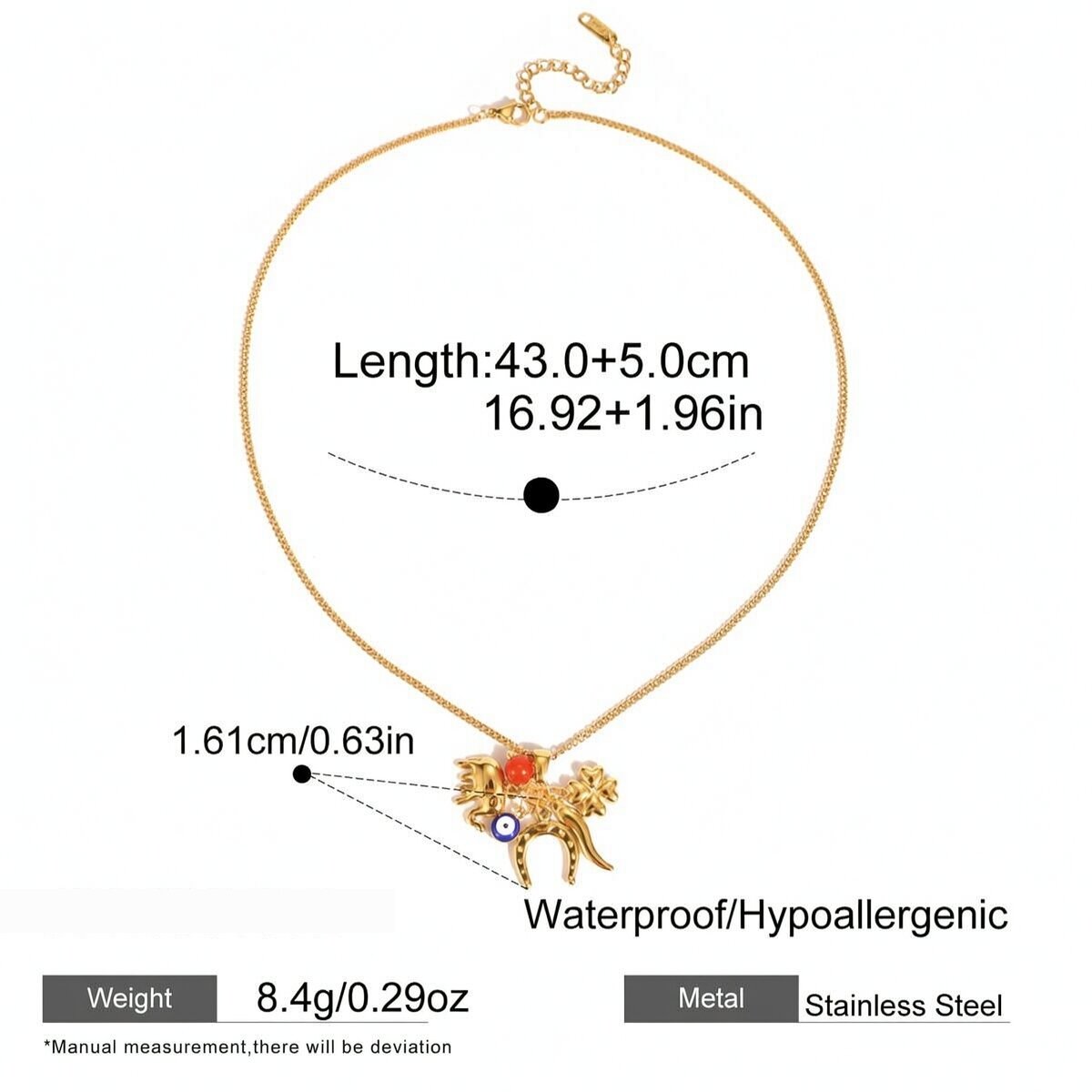 1 Piece Dazzling Devil's Eye Fish Stainless Steel Waterproof Gold Color Women's Pendant Necklaces Picture2