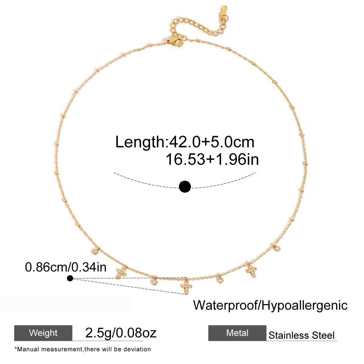 1 Pezzo Sofisticato Ciondolo A Forma Di Croce In Acciaio Inossidabile Impermeabile Color Oro Con Zirconi Per Donna h5 Immagine2