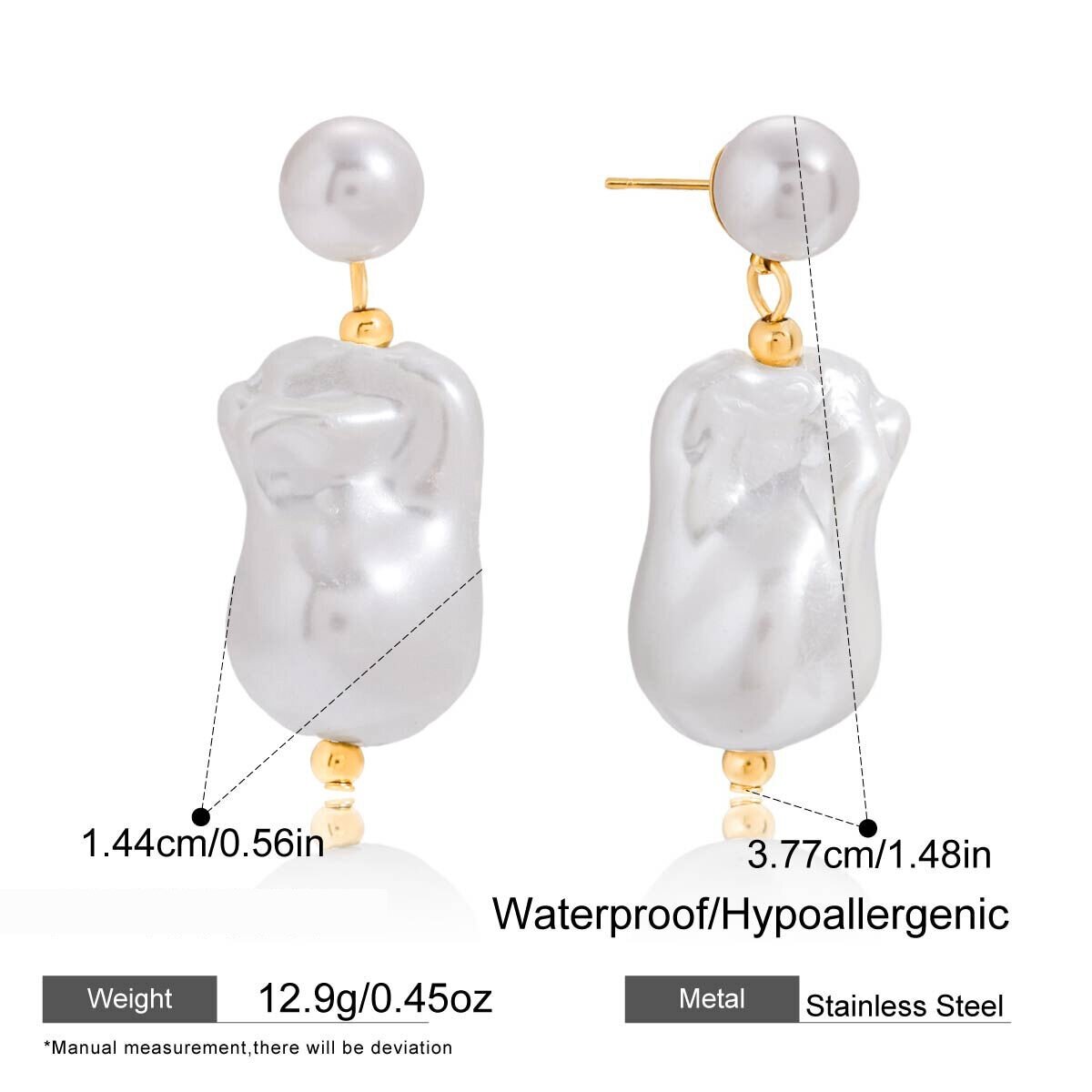 1 Pair Elegant Irregular Shape Stainless Steel Waterproof Gold Color Women's Drop Earrings h5 Picture2