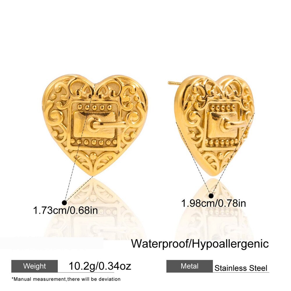 Designable Heart Stainless Steel Waterproof Gold Color Women's Jewelry Sets h5Picture2
