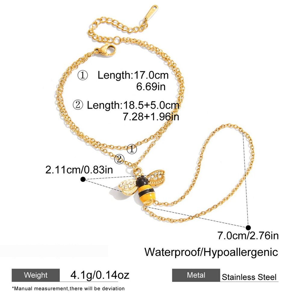 Romantic Natural Bee Stainless Steel Waterproof Gold Color Women's Jewelry Sets h5Picture2