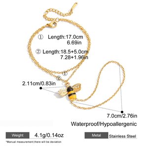 Romantic Natural Bee Stainless Steel Waterproof Gold Color Women's Jewelry Sets h5 Picture2