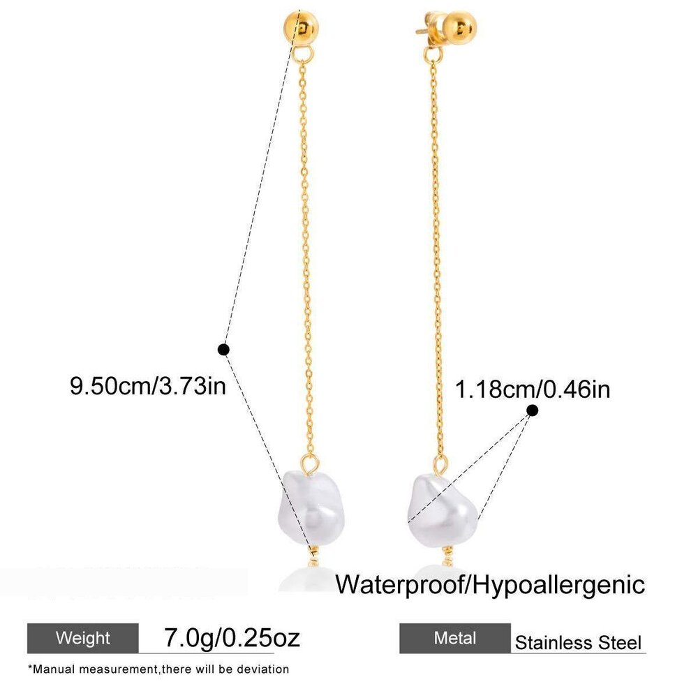 1 Pair Elegant Irregular Shape Stainless Steel Waterproof Gold Color Women's Dangle Earrings Picture2