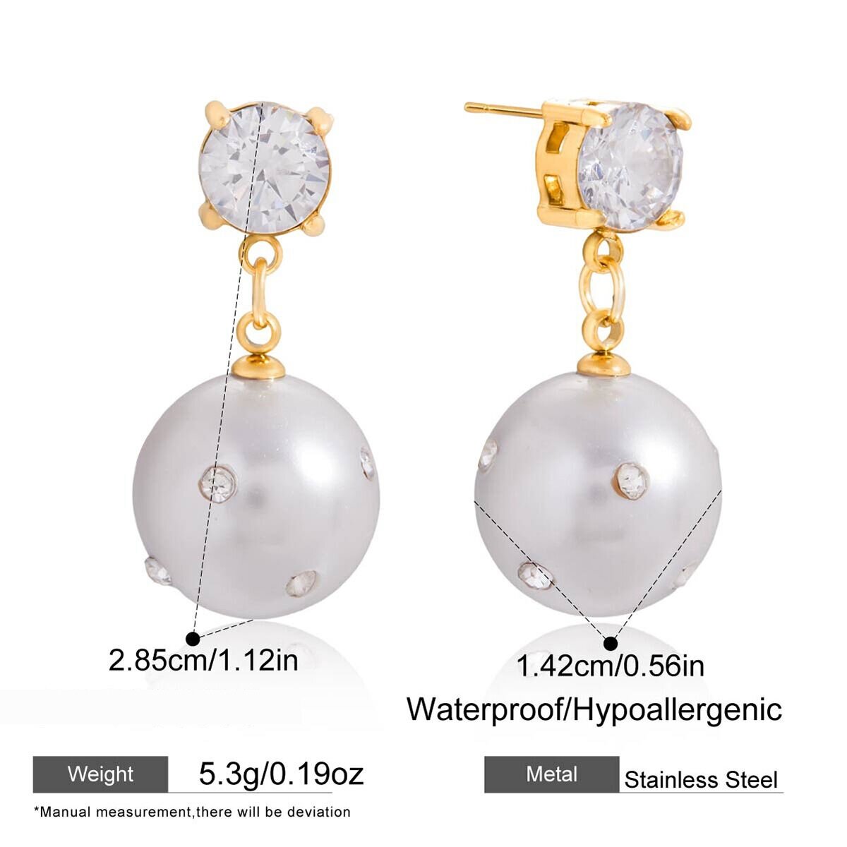 1 Pair Elegant Circle Stainless Steel Waterproof Gold Color Women's Drop Earrings h5 Picture2