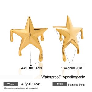 1 Paar Designbare, Wasserfeste, Goldfarbene Damen-Ohrstecker Aus Edelstahl Mit Sternmotiv h5 Bild2