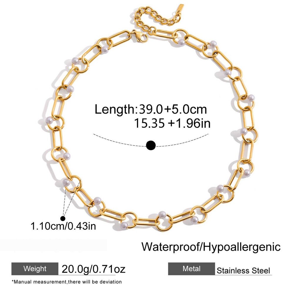 1 Piece Elegant Circle Stainless Steel Waterproof Gold Color Women's Chain Necklaces Picture2