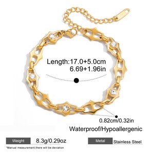 1 Piece Exquisite Chain Stainless Steel Waterproof Gold Color Zircon Women's Chain Bracelets h5