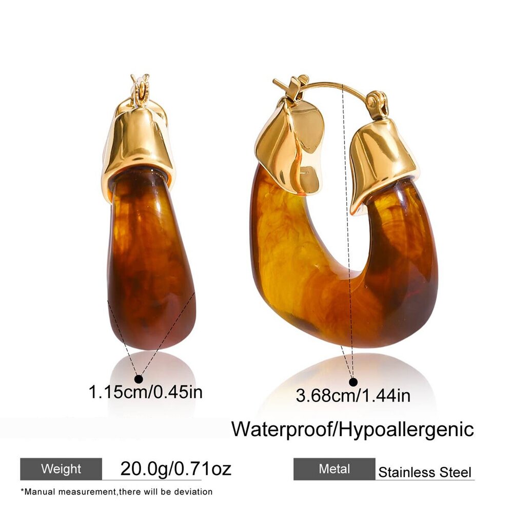 1 Pair Retro Gradient Color Resin Women's Hoop Earrings