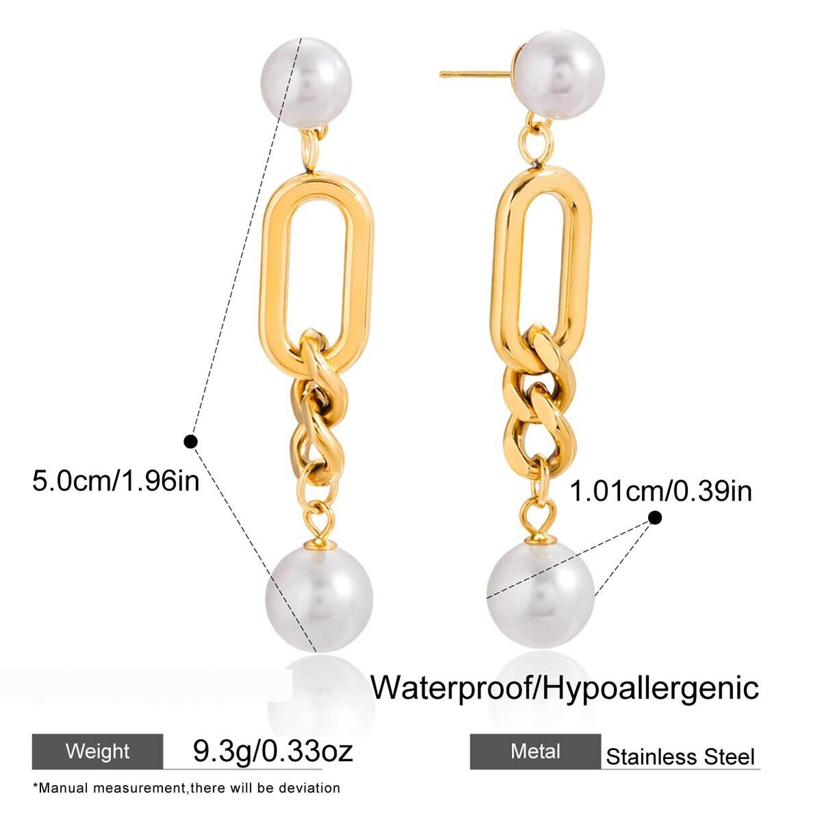 1 Paar Glamouröse, Runde, Wasserfeste Ohrhänger Aus Edelstahl In Goldfarbe Für Damen Bild2