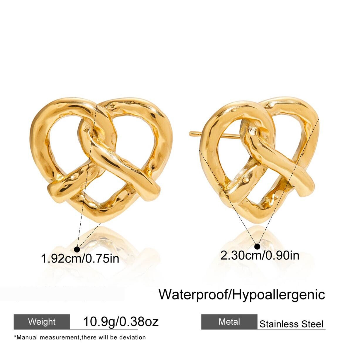 1 Paar Niedliche, Wasserfeste Damen-Ohrstecker Aus Edelstahl In Goldfarbe Mit Brezelmotiv h5 Bild2