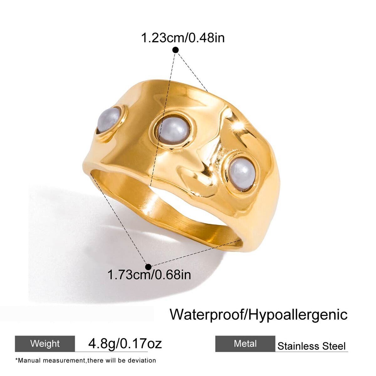 1 Piece Designable Irregular Shape Stainless Steel Waterproof Gold Color Statement Rings h5 Picture2