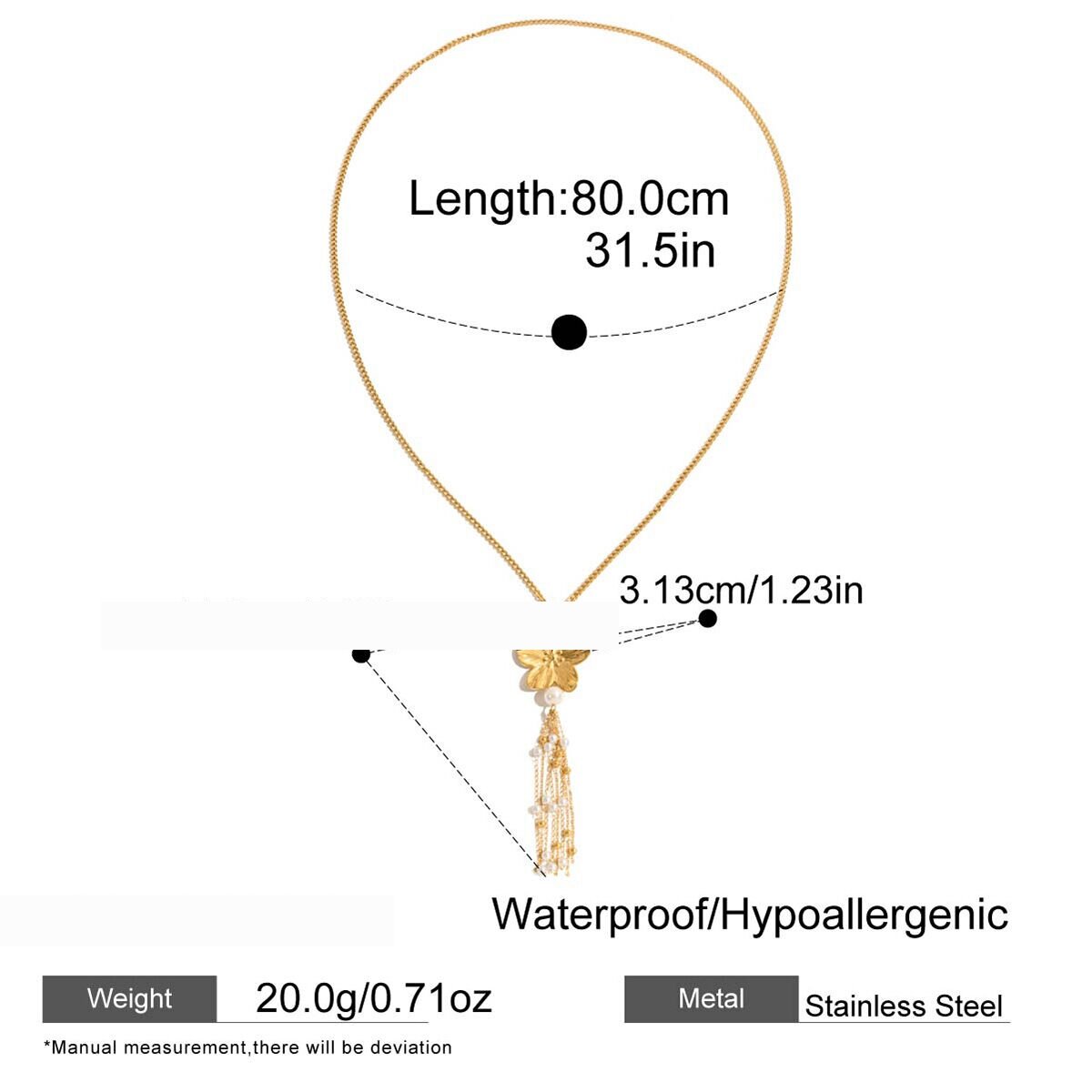 1 Piece Romantic Series Flower Tassel Stainless Steel Waterproof Gold Color Women's Long Necklaces Picture2