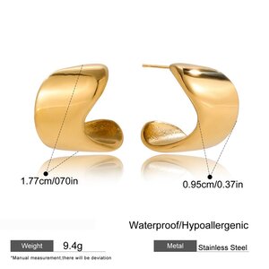 1 Pair Modern Irregular Shape Stainless Steel Waterproof Gold Color Women's Stud Earrings h5 Picture2
