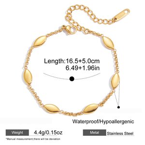 1 Piece Minimalist Leaf Shape Stainless Steel Waterproof Gold Color Women's Chain Bracelets h5 Picture2