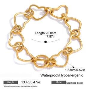 1 Piece Simple Heart Stainless Steel Waterproof Gold Color Women's Chain Bracelets h5 Picture2