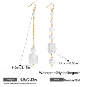 1 Pair Elegant Beads Stainless Steel Waterproof Gold Color Women's Drop Earrings h5 Picture2