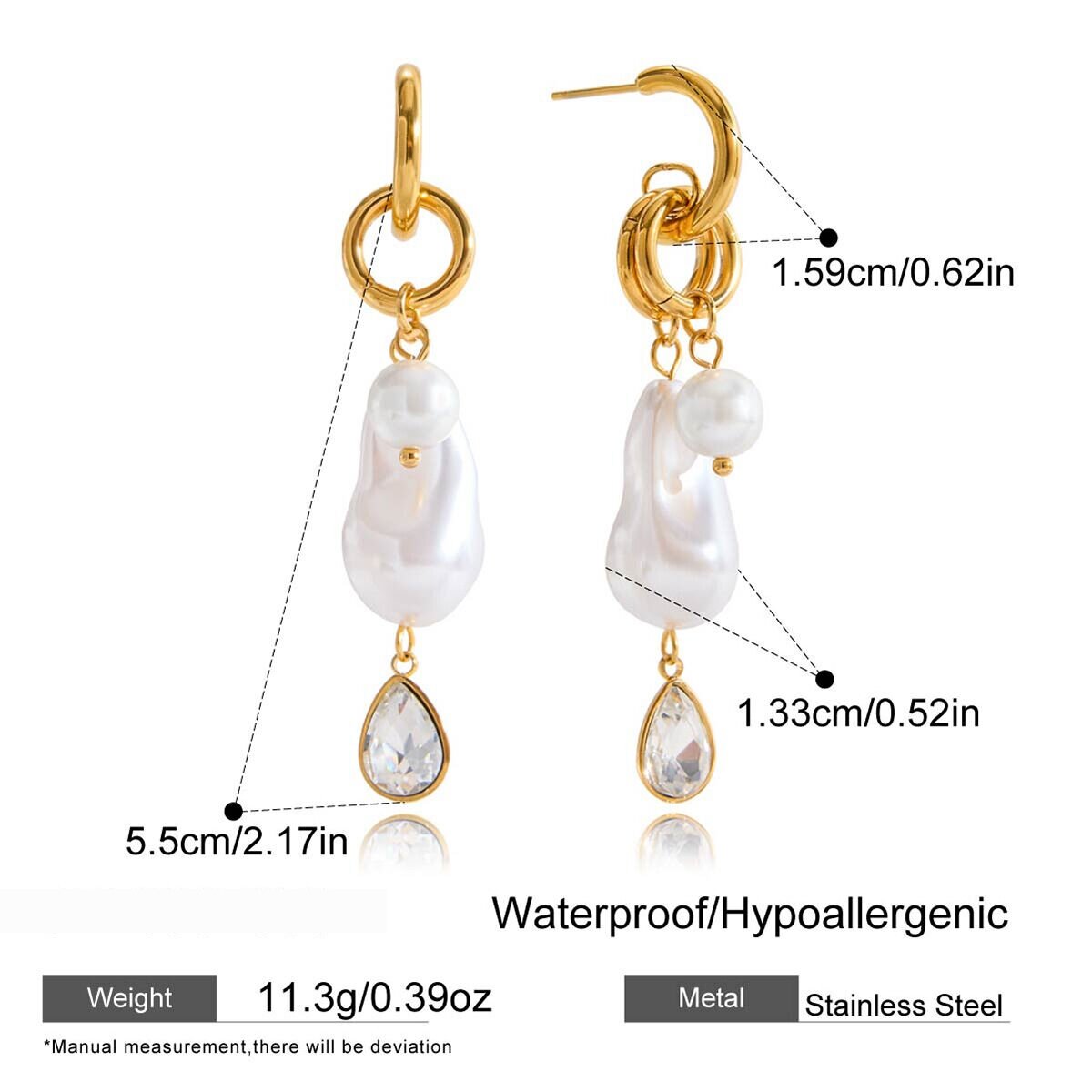 1 Pair Gorgeous Droplet Irregular Shape Stainless Steel Waterproof Gold Color Women's Drop Earrings Picture2