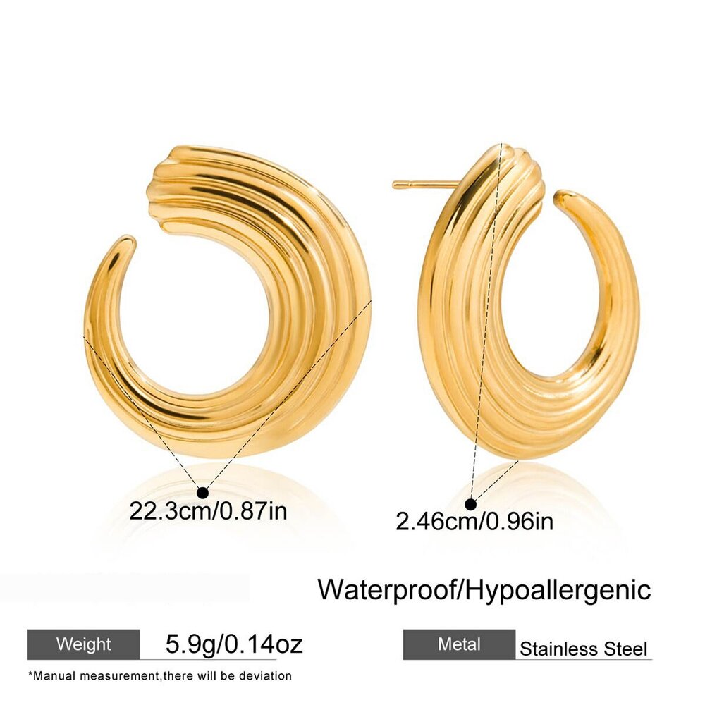 1 Pair Simple Circle Stainless Steel Waterproof Gold Color Women's Stud Earrings Picture2